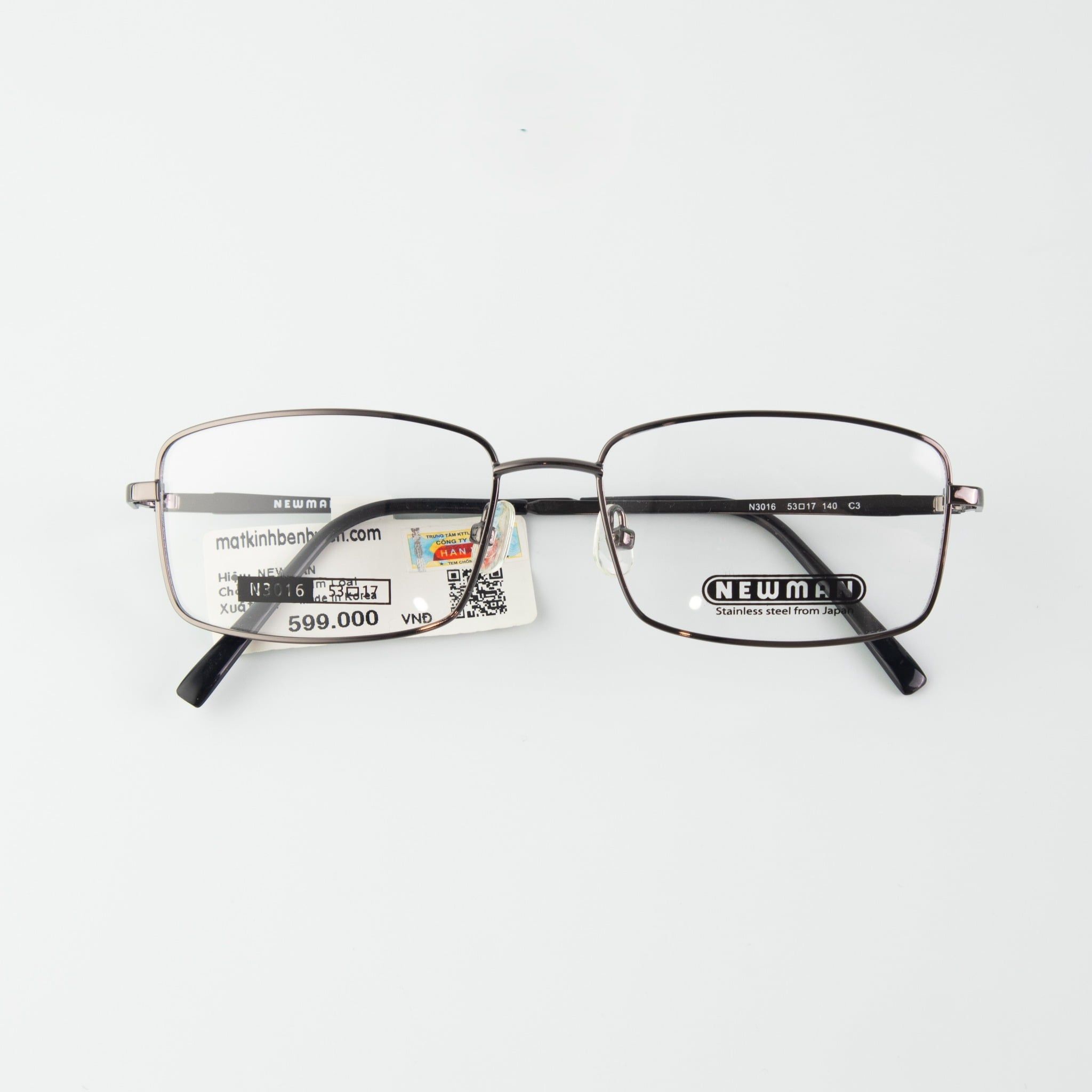  Gọng Kính Cận Nam NEWMAN N3016 – Dáng Chữ Nhật Bo Góc, Kim Loại Nhật Bản Bền Bỉ 