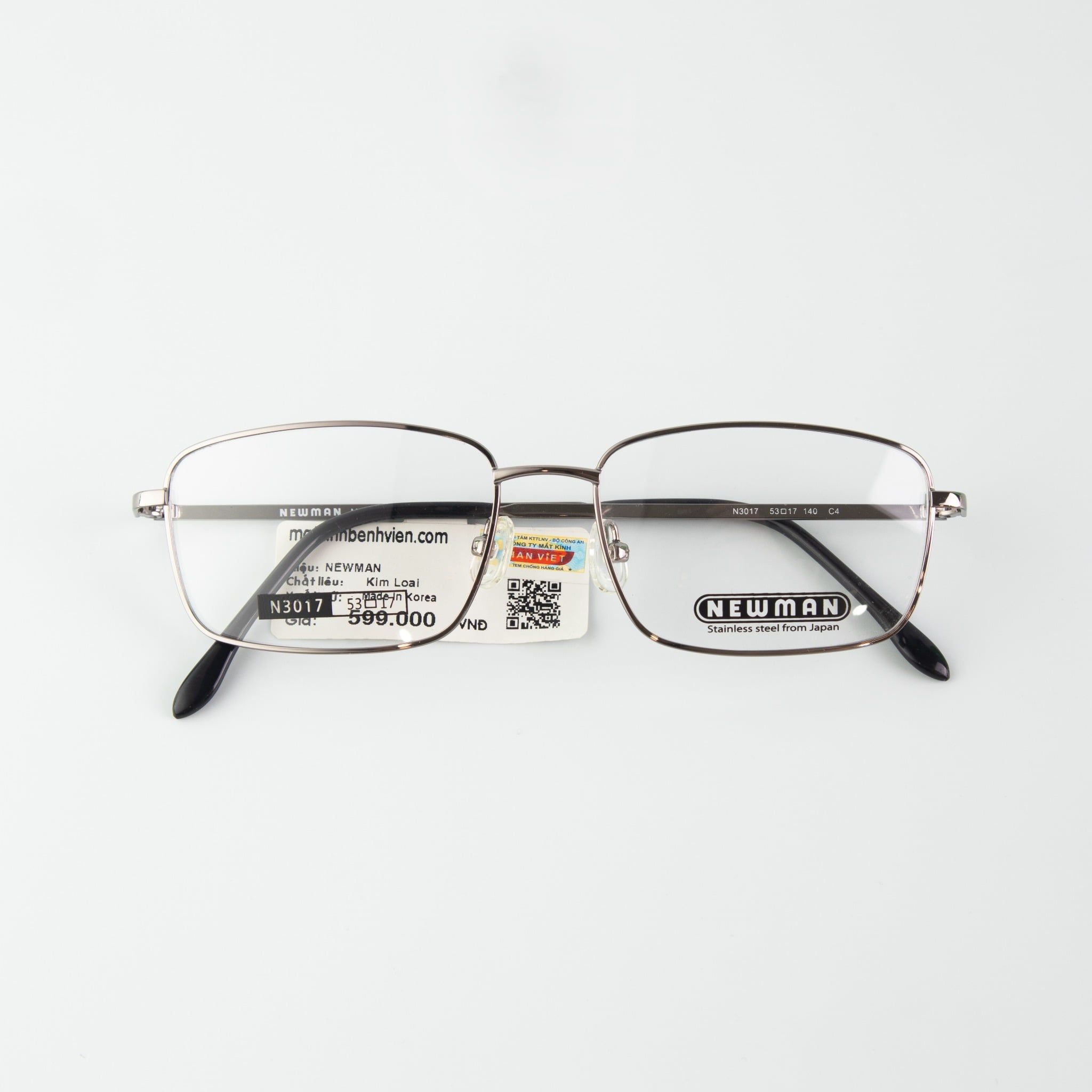  Gọng Kính Cận Nam NEWMAN N3017 – Dáng Chữ Nhật Bo Góc, Kim Loại Nhật Bản Bền Bỉ 