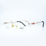  Gọng Kính Cận Nữ ESSENTIALS E70019 – Dáng Chữ Nhật Nửa Khung, Kim Loại Vàng Gold Sang Trọng 