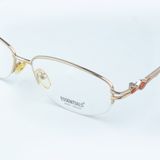  Gọng Kính Cận Nữ ESSENTIALS E70019 – Dáng Chữ Nhật Nửa Khung, Kim Loại Vàng Gold Sang Trọng 