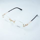  Gọng Kính Cận Nữ ESSENTIALS E70020 – Dáng Chữ Nhật Không Viền, Kim Loại Vàng Gold Sang Trọng 