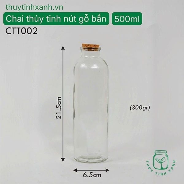 Chai thủy tinh tròn nút gỗ bần
