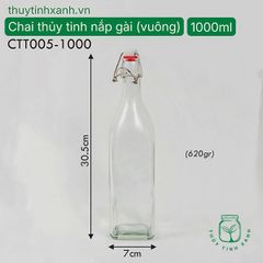 Chai thủy tinh vuông nắp gài