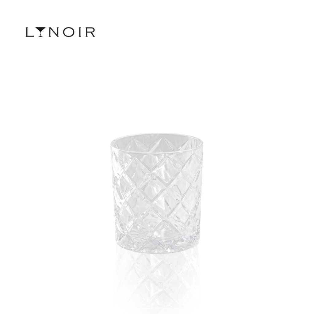 Ly Thủy Tinh Whisky Lattice Pattern Rock Tumbler Glass 340ml [LYNOIR] – Tặng Đế Lót Ly Gỗ Khắc Miễn Phí