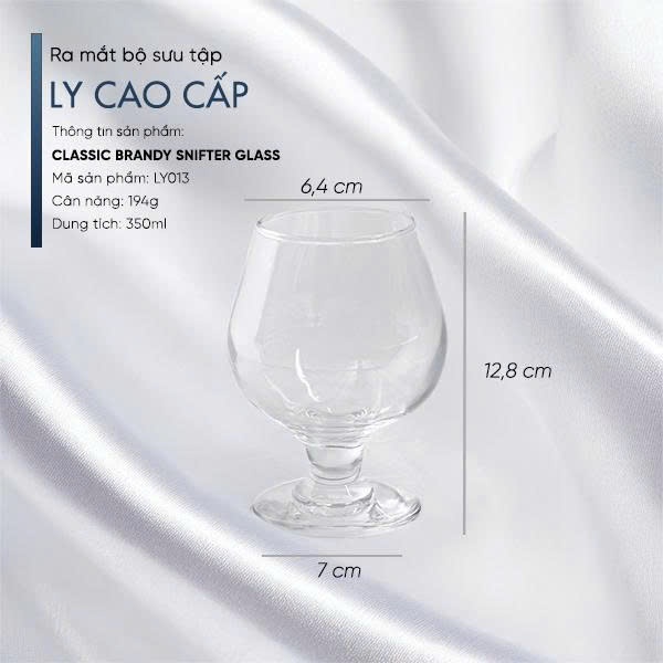 Ly Thủy Tinh Classic Brandy Snifter Glass 350ml [LYNOIR] – Tặng Đế Lót Ly Gỗ Khắc Miễn Phí - Ly Cognac/ Brandy Cao Cấp