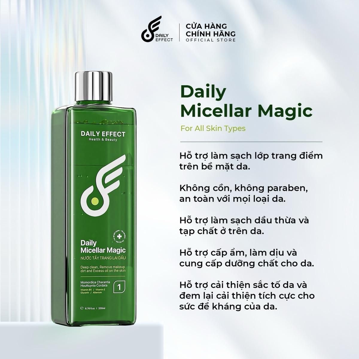  Nước Tẩy Trang 2 Tầng Lai Dầu Daily Micellar Magic Daily Effect Dịu Nhẹ Hỗ Trợ Làm Sạch Bụi Bẩn và Lớp Trang Điểm 200ml 