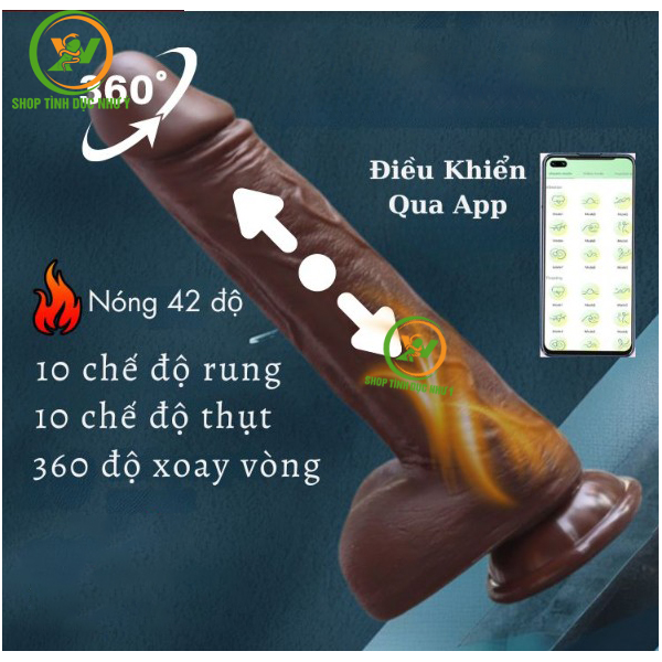 Dương vật Châu Phi rung thụt tự động 10 tần số điều khiển APP