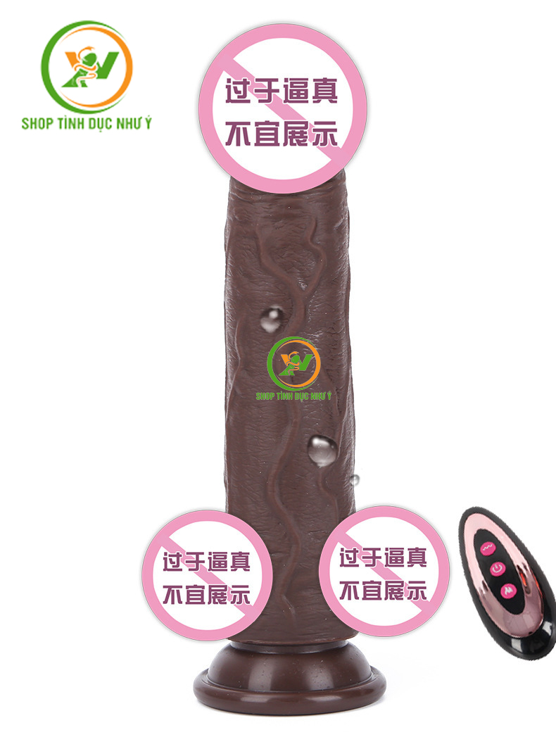 Dương vật giả Châu Phi da nâu rung lắc điều khiển remote