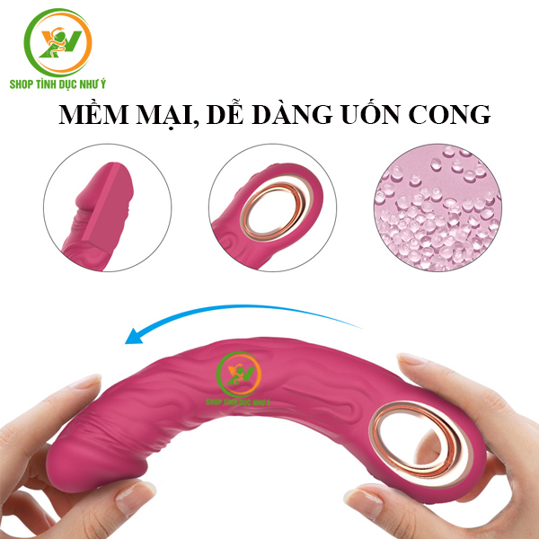 Dương vật giả có gân rung 10 chế độ kèm tay cầm chắc chắn