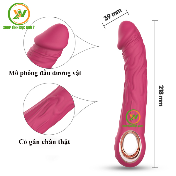 Dương vật giả có gân rung 10 chế độ kèm tay cầm chắc chắn
