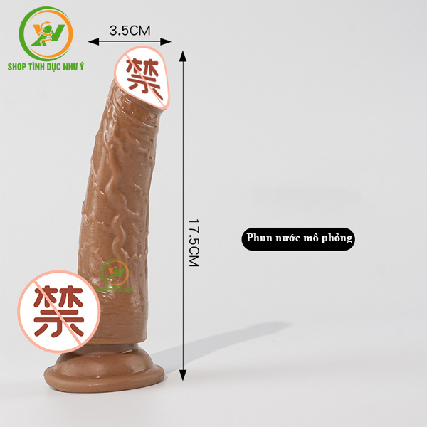 Dương vật giả hít tường kèm mô phỏng phun nước da nâu