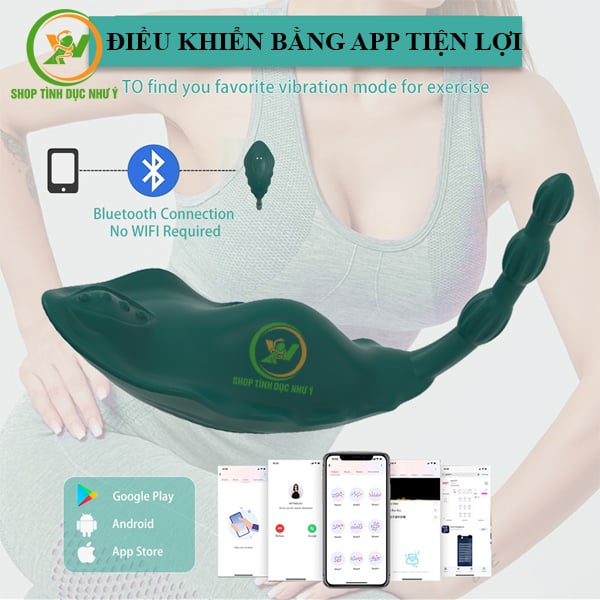Máy rung 2 trong 1 massage âm đạo và hậu môn điều khiển APP