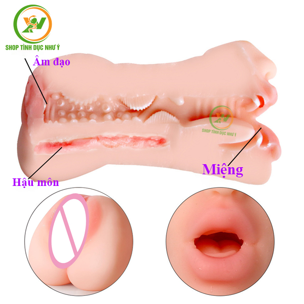 Sextoy búp bê mini cầm tay 2 đầu âm đạo và miệng  thủ dâm