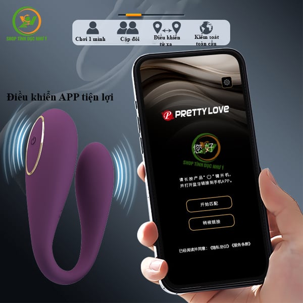 Trứng rung 2 đầu Pretty Love August điều khiển bluetooth từ xa