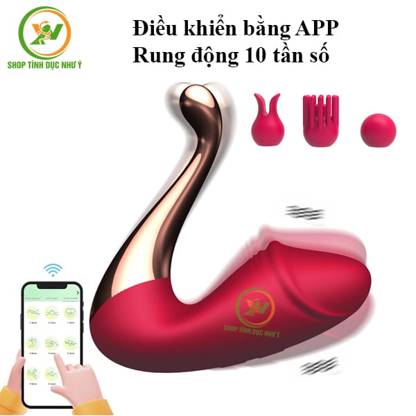 Trứng rung đầu khấc tay cầm chắc chắn điều khiển APP