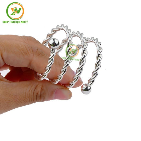 Vòng đeo dương vật inox không bi dạng xoắn tăng khoái cảm