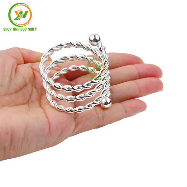 Vòng đeo dương vật inox không bi dạng xoắn tăng khoái cảm