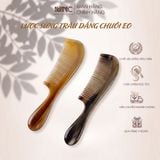 Lược sừng trâu dáng chuôi eo nhỏ Mnistore kích thước 19-20cm màu trắng, Lược Chải Tóc Thủ Công Từ Sừng Trâu Tự Nhiên 