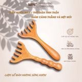  Lược massage gỗ đàn hương hình gạc hươu Mnistore, Thiết kế răng lược thưa tác dụng thúc đẩy tuần hoàn máu, thư giãn tinh thần và giảm căng thẳng, mệt mỏi. 