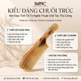  Lược sừng trâu dáng chuôi trúc Mnistore màu sắc trắng kích thước 16-20cm, Lược Chải Tóc Chế Tác Thủ Công Từ Sừng Trâu Tự Nhiên 