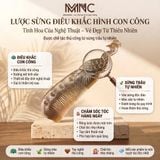  Lược sừng trâu điêu khắc hình con công Mnistore màu trắng và đen kích thước 20cm – Lược Chải Tóc & Lược Massage Đầu Thủ Công Cao Cấp 