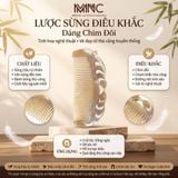  Lược Sừng Trâu Dáng Me Chim Đôi, kích thước 12-13cm, dày 4-7mm, Lược Chải Tóc Thủ Công Từ Sừng Trâu Tự Nhiên 