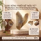  Lược sừng trâu dáng me khắc hình con cá Mnistore màu săc trắng lưa 15cm dày 6-9mm chống rụng tóc, Lược Chải Tóc Thủ Công Từ Sừng Trâu Tự Nhiên 
