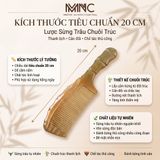  Lược sừng trâu dáng chuôi trúc Mnistore màu sắc trắng kích thước 16-20cm, Lược Chải Tóc Chế Tác Thủ Công Từ Sừng Trâu Tự Nhiên 