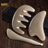  Bộ Dụng Cụ Massage Mặt Và Đầu Mnistore Gồm 3 Sản Phẩm Guasha Tim + Cày Bi + Răng Thưa Chế Tác Từ Sừng Trâu, Kích Thước 10-12cm, Độ Dày 4mm - 1cm, Nâng Cơ Mặt, Mịn Da, Massage Bọng Mắt, Dưỡng Da Đầu 
