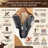  Lược sừng trâu chuôi khắc khía Mnistore màu sắc đen kích thước 16-20cm dày 3-11mm Lược Chải Tóc Thủ Công Từ Sừng Trâu Tự Nhiên 