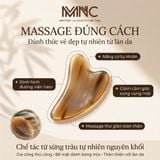  Bộ dụng cụ massage mặt đầu điêu khắc sừng trâu Mnistore kích thước 12,5cm dày 4mm-1cm, Lược sừng răng thưa giúp lưu thông khí huyết và một miếng cạo gió Gua Sha hình trái tim để thư giãn cơ mặt. 