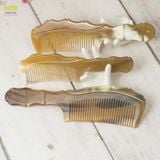  Lược sừng trâu dáng chuôi trúc Mnistore màu sắc trắng kích thước 16-20cm, Lược Chải Tóc Chế Tác Thủ Công Từ Sừng Trâu Tự Nhiên 