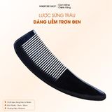  Lược sừng trâu kiểu dáng liềm chuôi trơn kích thước 16cm - 20cm màu sắc đen lưa, lược chải tóc massage đầu giúp giảm căng thẳng mệt mỏi 