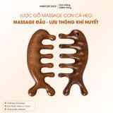  Lược gỗ massage đàn hương Mnistore dáng cá heo, hai phong cách có lỗ và không lỗ, Dùng để massage da đầu, giúp lưu thông khí huyết, giảm căng thẳng, đau đầu và mệt mỏi 