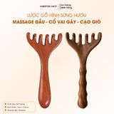  Lược massage gỗ đàn hương hình gạc hươu Mnistore, Thiết kế răng lược thưa, rộng giúp massage da đầu, cổ và vai, Giúp giảm sưng tấy khuôn mặt và nâng cơ mặt, mang lại vẻ rạng rỡ 