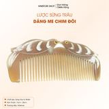  Lược Sừng Trâu Dáng Me Chim Đôi, kích thước 12-13cm, dày 4-7mm, màu sắc đen và trắng, chải đầu dưỡng sinh - giảm dụng tóc - thư giãn thần kinh 