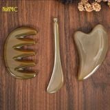  Bộ Dụng Cụ Massage Mặt Và Đầu Mnistore Gồm 3 Sản Phẩm Guasha Tim + Cày Bi + Răng Thưa Chế Tác Từ Sừng Trâu, Kích Thước 10-12cm, Độ Dày 4mm - 1cm, Nâng Cơ Mặt, Mịn Da, Massage Bọng Mắt, Dưỡng Da Đầu 