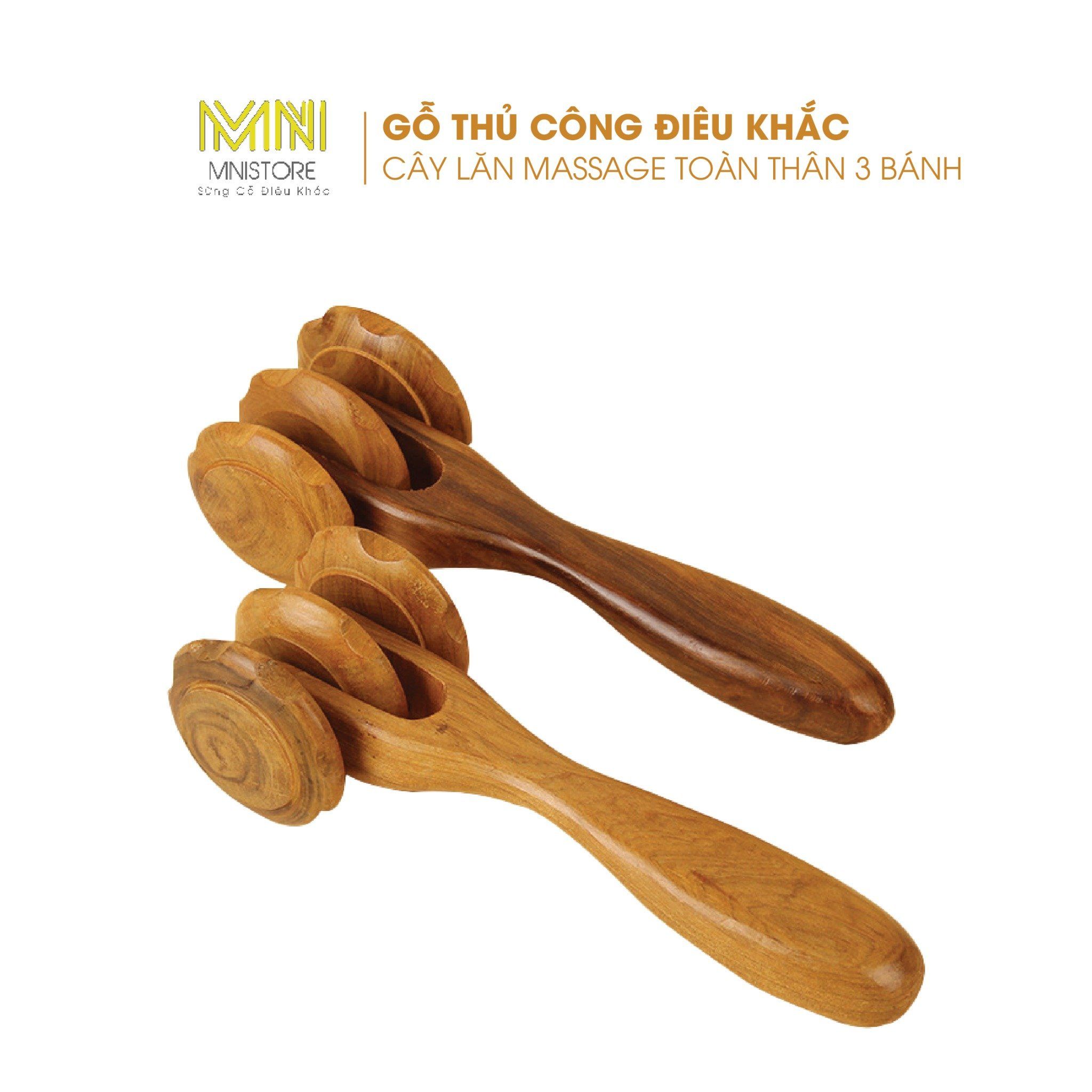 Cây Lăn Massage Toàn Thân 3 Bánh Bằng Gỗ Thơm – Hỗ Trợ Giảm Đau Nhức Cơ Thể & Thư Giãn Tại Nhà 