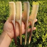  Lược sừng trâu dáng chuôi dài Mnistore màu trắng kích thước 20cmx3,5cm dày 3-6mm, Lược Sừng Trâu Chải Tóc Giúp Chia Ngôi & Tết Tóc 