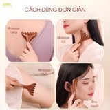  Lược massage gỗ đàn hương hình gạc hươu Mnistore, Thiết kế răng lược thưa, rộng giúp massage da đầu, cổ và vai, Giúp giảm sưng tấy khuôn mặt và nâng cơ mặt, mang lại vẻ rạng rỡ 