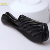  Lược sừng trâu chuôi trơn đen tự nhiên, chống tĩnh điện, massage da đầu thư giãn 