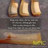  Lược sừng trâu dáng chuôi dài Mnistore màu trắng kích thước 20cmx3,5cm dày 3-6mm, Lược Sừng Trâu Chải Tóc Giúp Chia Ngôi & Tết Tóc 