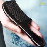  Lược sừng trâu chuôi trơn đen tự nhiên, chống tĩnh điện, massage da đầu thư giãn 