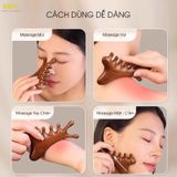  Lược gỗ đàn hương Massage 4in1 Cao Cấp Mnistore, Chất Liệu 100% Gỗ Tự Nhiên, kích thước 3,7cm x 7cm x 10cm, massage mũi - tay chân - cổ vai gáy - da đầu, nhỏ gọn hiệu quả 