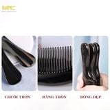  Lược sừng trâu chuôi trơn đen tự nhiên, chống tĩnh điện, massage da đầu thư giãn 