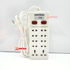 Ổ Cắm Điện 10 Lỗ Có Dây 2200W Lõi Sứ Chịu Nhiệt 10Y SOPOKA