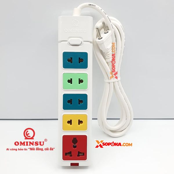 Ổ Cắm Điện 5 Lỗ OMINSU 2500W 5ST có CB reset chống quá tải