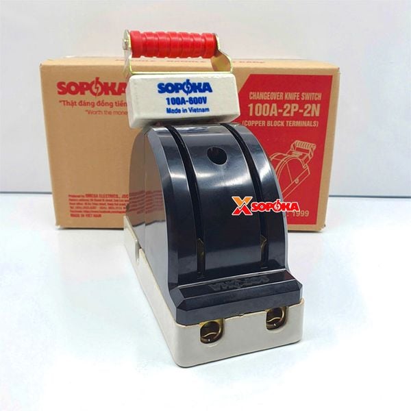 Cầu Dao Đảo Đế Sứ 1 Pha 100A 2P 600V 2N Màu Đen D35 SOPOKA