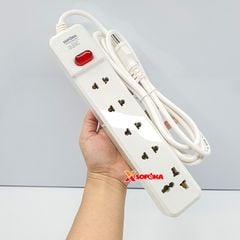 Ổ Cắm 5 Lỗ Lõi Sứ 2200W SOPOKA 5M2 – Có Dây, Công Tắc
