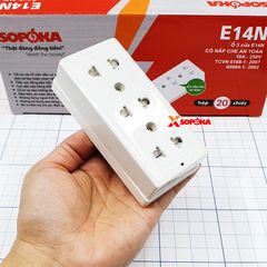 Ổ Cắm Điện Táp Lô 3 lỗ 2200W Có Nắm Che An Toàn E14N SOPOKA
